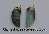 NGP7036 12*35mm - 14*40mm horn amazonite pendants wholesale