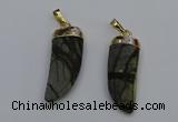 NGP7040 12*35mm - 14*40mm horn black water jasper pendants