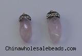 NGP7056 12*30mm - 15*35mm faceted bullet rose quartz pendants