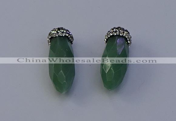 NGP7064 12*30mm - 15*35mm faceted bullet green aventurine pendants