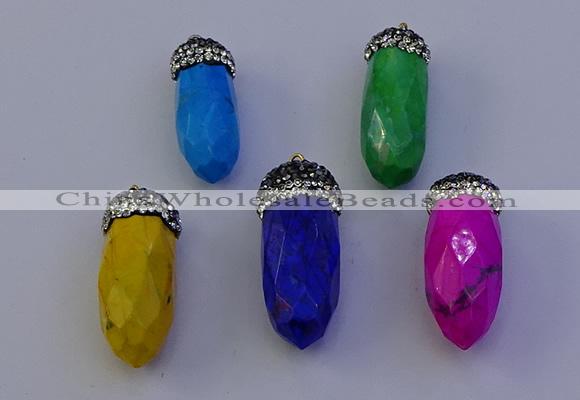 NGP7086 12*30mm - 15*35mm faceted bullet white howlite turquoise pendants