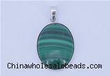 NGP709 16*24mm oval natural malachite with sterling silver pendant