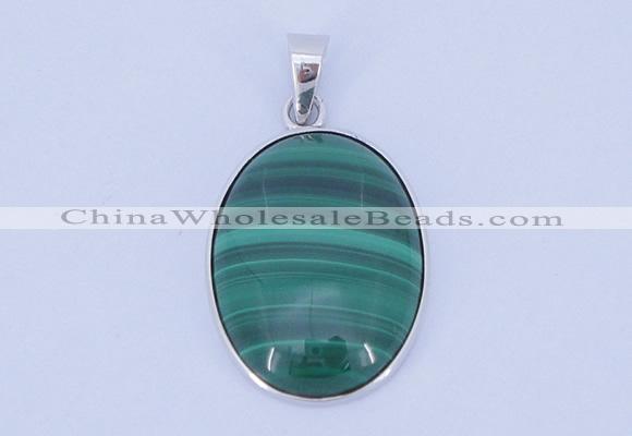 NGP709 16*24mm oval natural malachite with sterling silver pendant