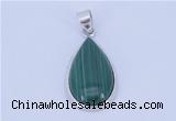 NGP710 14*37mm teardrop natural malachite with sterling silver pendant