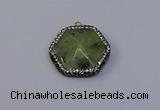 NGP7117 30*30mm hexagon green qutilated quartz pendants wholesale