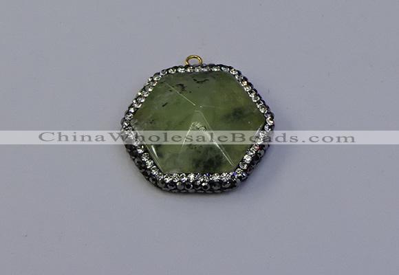 NGP7117 30*30mm hexagon green qutilated quartz pendants wholesale