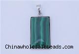 NGP712 13*25mm rectangle natural malachite with sterling silver pendant