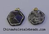 NGP7124 30*30mm hexagon labradorite gemstone pendants wholesale