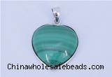 NGP713 19*22mm heart natural malachite with sterling silver pendant