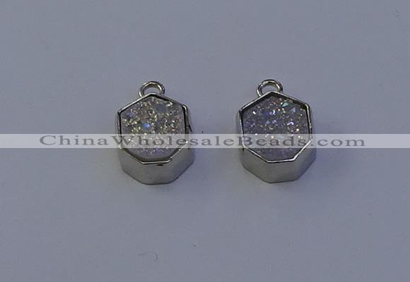 NGP7155 12*15mm plated druzy agate pendants wholesale