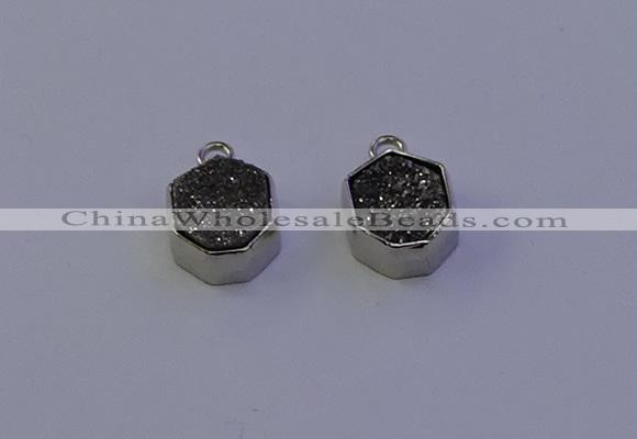 NGP7157 12*15mm plated druzy agate pendants wholesale
