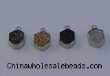 NGP7159 12*15mm plated druzy agate pendants wholesale