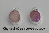 NGP7187 15*20mm oval druzy quartz pendants wholesale