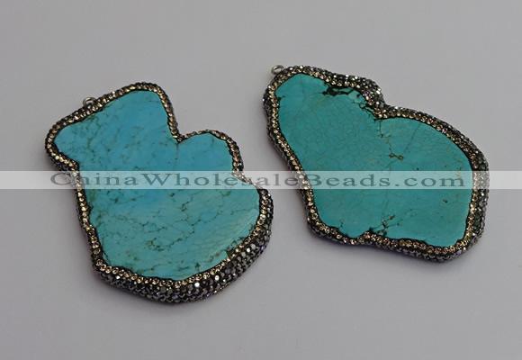 NGP7222 30*50mm - 40*60mm freeform turquoise gemstone pendants