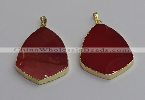 NGP7248 38*50mm flat teardrop mookaite gemstone pendants