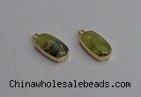 NGP7263 13*25mm faceted freeform green rutilated quartz pendants