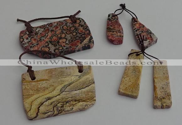 NGP7280 10*25mm - 25*45mm freeform mixed jasper pendants sets