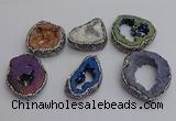 NGP7290 25*35mm - 35*40mm freeform plated druzy agate pendants