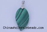 NGP730 15*28mm leaf natural malachite with 18KGP gemstone pendant