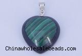 NGP732 20*20mm heart natural malachite & black agate with 18KGP pendant