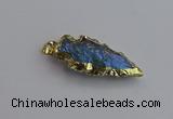 NGP7404 22*30mm - 25*40mm arrowhead plated druzy quartz pendants
