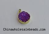 NGP7458 20mm coin plated druzy agate gemstone pendants