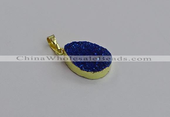 NGP7486 15*20mm flat teardrop plated druzy agate gemstone pendants
