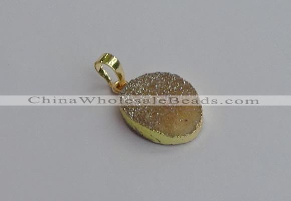 NGP7490 15*20mm oval plated druzy agate gemstone pendants