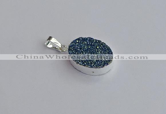 NGP7507 15*20mm oval plated druzy agate gemstone pendants