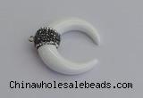 NGP7525 35*38mm horn white porcelain pendants wholesale