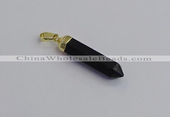 NGP7548 8*40mm sticks black agate pendants wholesale