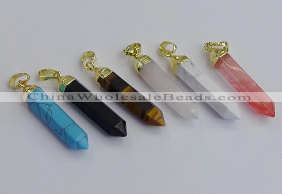 NGP7550 8*40mm sticks mixed gemstone pendants wholesale