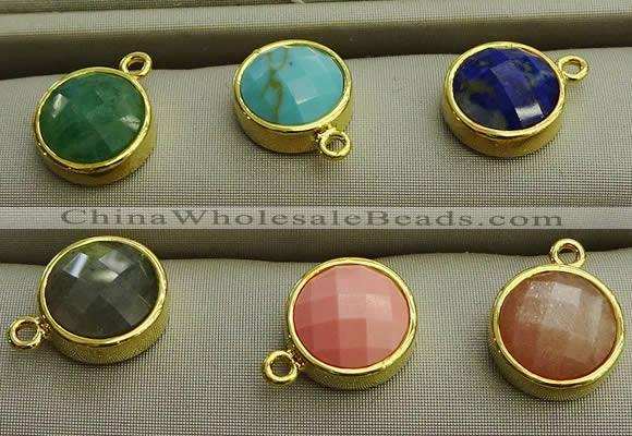 NGP7566 12mm coin mixed gemstone pendants wholesale