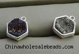 NGP7571 12*12mm hexagon plated druzy agate pendants wholesale