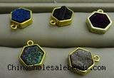 NGP7572 12*12mm hexagon plated druzy agate pendants wholesale