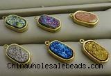 NGP7581 10*15mm oval plated druzy agate pendants wholesale