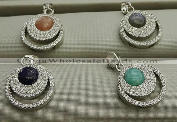 NGP7601 15mm coin mixed gemstone pendants wholesale