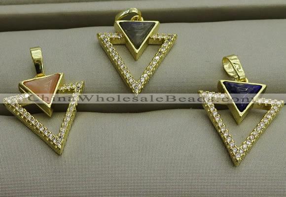 NGP7605 16*19mm arrowhead mixed gemstone pendants wholesale