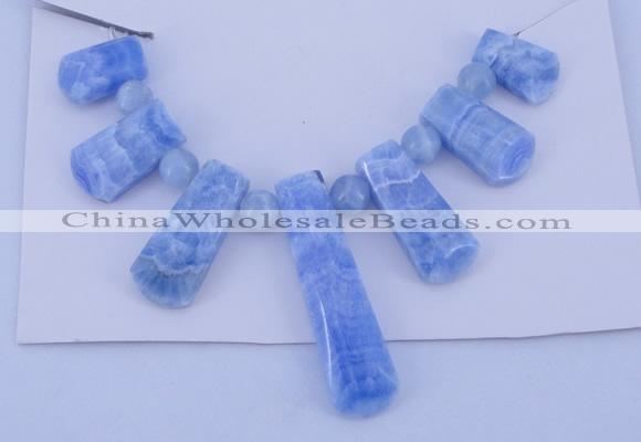 NGP77 Fashion blue lace agate gemstone pendants set jewelry wholesale