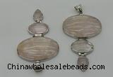 NGP8001 50*82mm - 52*86mm rose quartz pendant set jewelry