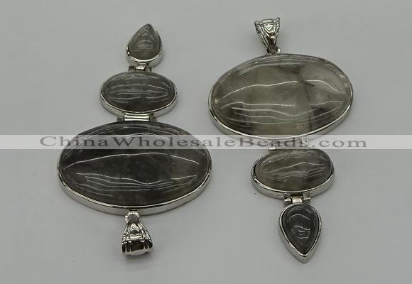 NGP8008 50*82mm - 52*86mm cloudy quartz pendant set jewelry