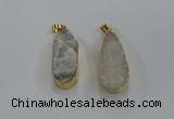 NGP8500 15*33mm - 17*40mm flat teardrop druzy agate pendants