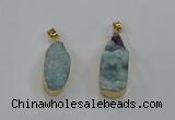 NGP8506 15*33mm - 17*40mm flat teardrop druzy agate pendants