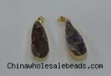 NGP8508 15*33mm - 17*40mm flat teardrop druzy agate pendants