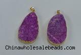 NGP8514 25*48mm - 27*52mm flat teardrop druzy agate pendants