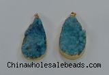 NGP8516 25*48mm - 27*52mm flat teardrop druzy agate pendants