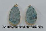 NGP8517 25*48mm - 27*52mm flat teardrop druzy agate pendants