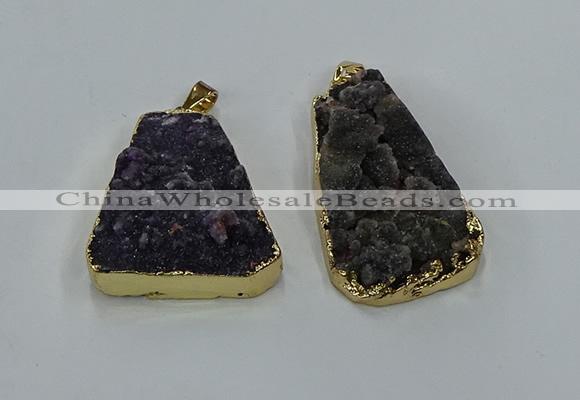 NGP8550 25*33mm - 30*35mm trapezoid druzy agate pendants