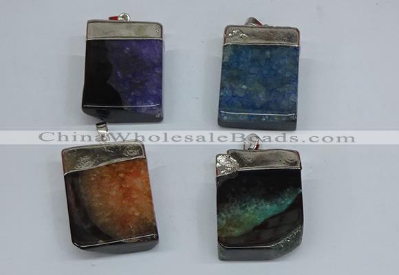 NGP8685 26*36mm rectangle druzy agate pendants wholesale