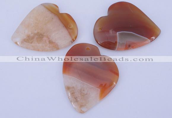 NGP894 5PCS 42*50mm heart agate druzy geode gemstone pendants